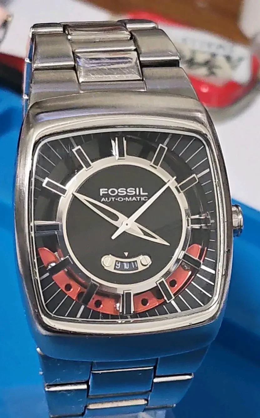 Rare Men's Fossil Arkitekt 21 Jewel Automatic FS4171 Watch Partial Skeleton Dial